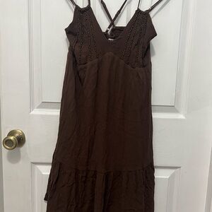 Brown Spaghetti-Strap Midi Dress - Brand Unspecified